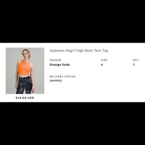 Lululemon Align High Neck Tank Top in color ORANGE SODA🧡🧡🧘‍♀️ size 4